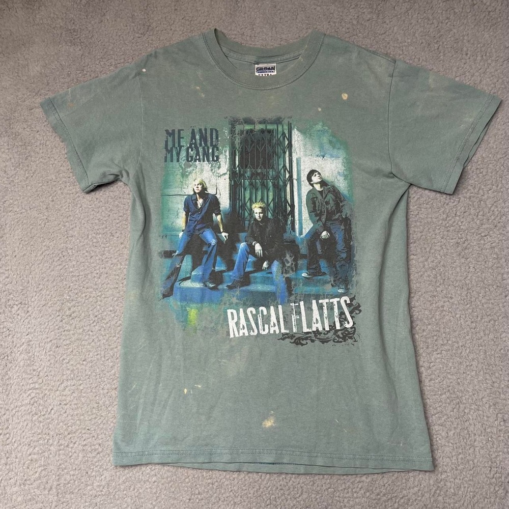 Rascal Flatts T-Shirt Mens S Green Me and My Gang Vintage Y2K Band Tour Tee